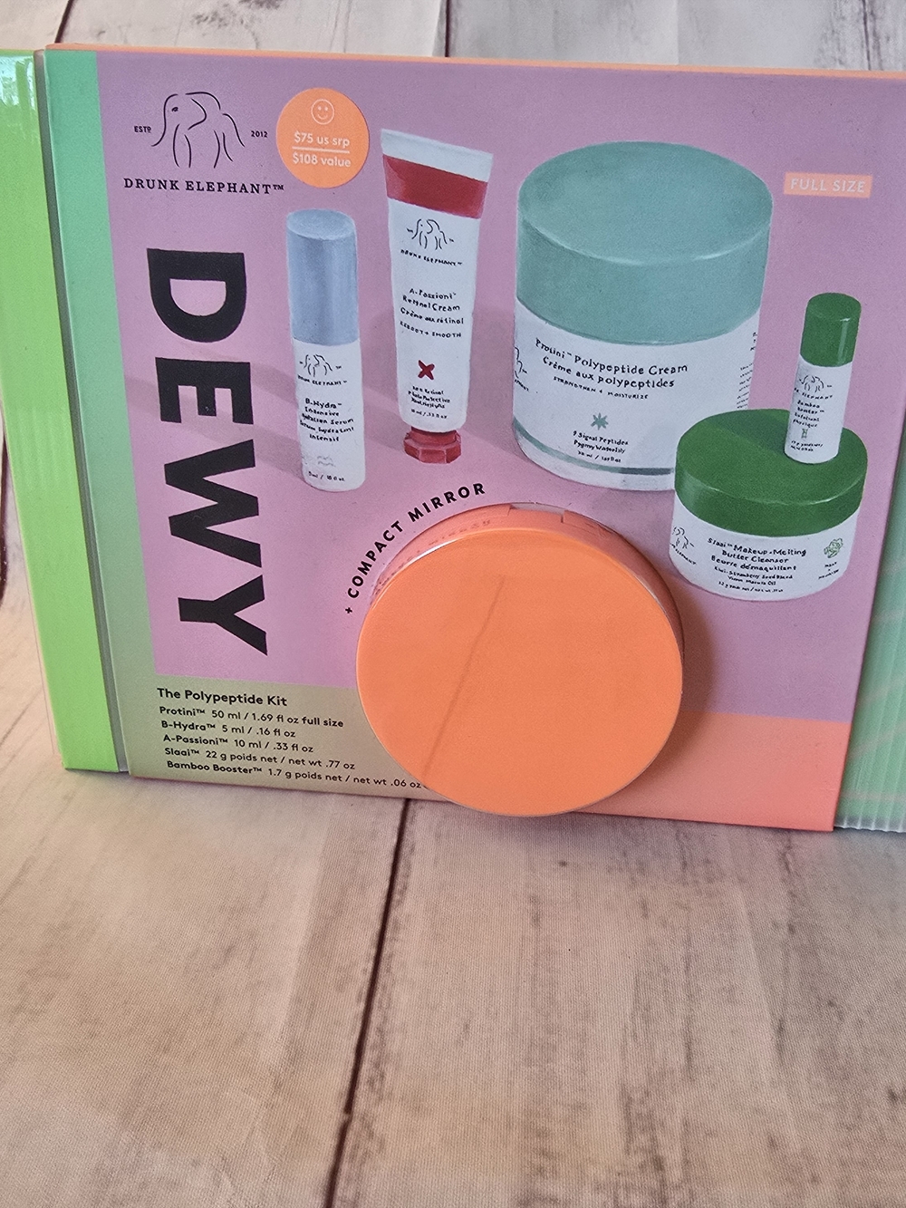 Drunk Elephant Dewy Polypeptide Kit - Coral & Mint Packaging